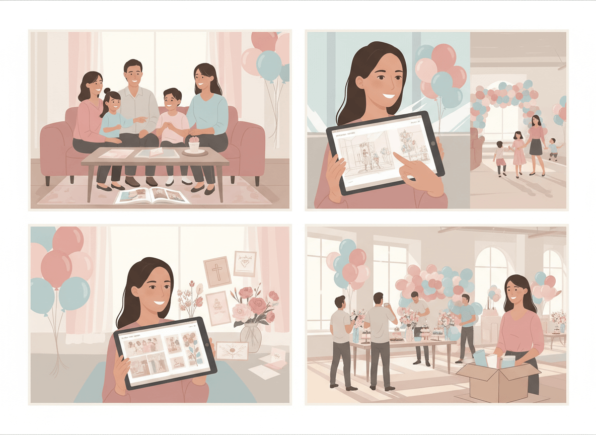 Montaje de decoración de bautizo y comunión