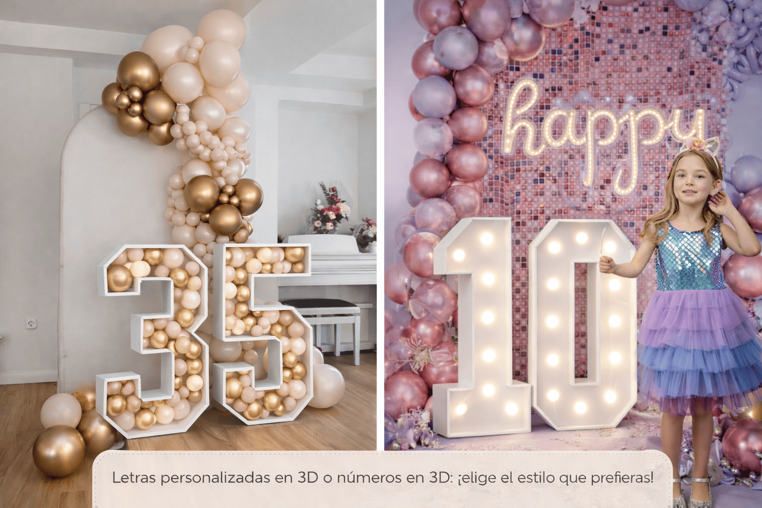 Letras o números 3D para eventos